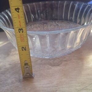 KIG Indonesia Clear Pressed Glass Bowl Fleur de Lis Diamond Pattern 7‎ Inch